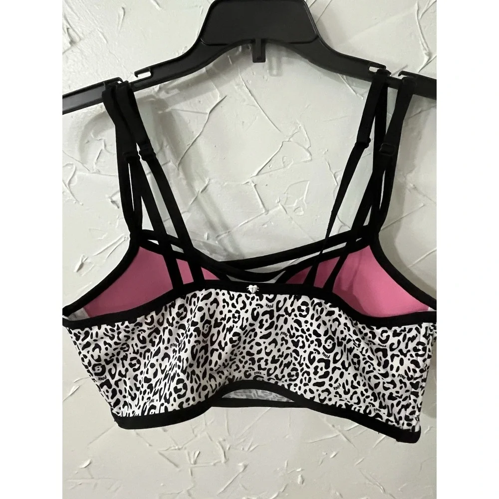 Victoria's Secret PINK Push Up Bralette Women's Large Black White‎ Animal Print